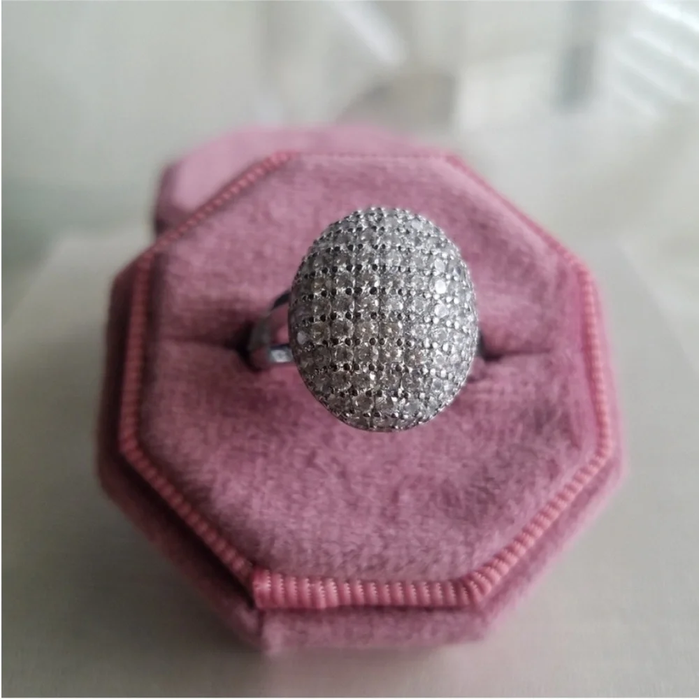 Swarovski Elements 925 Sterling Silver Puffy Pave Stud Earrings NEW